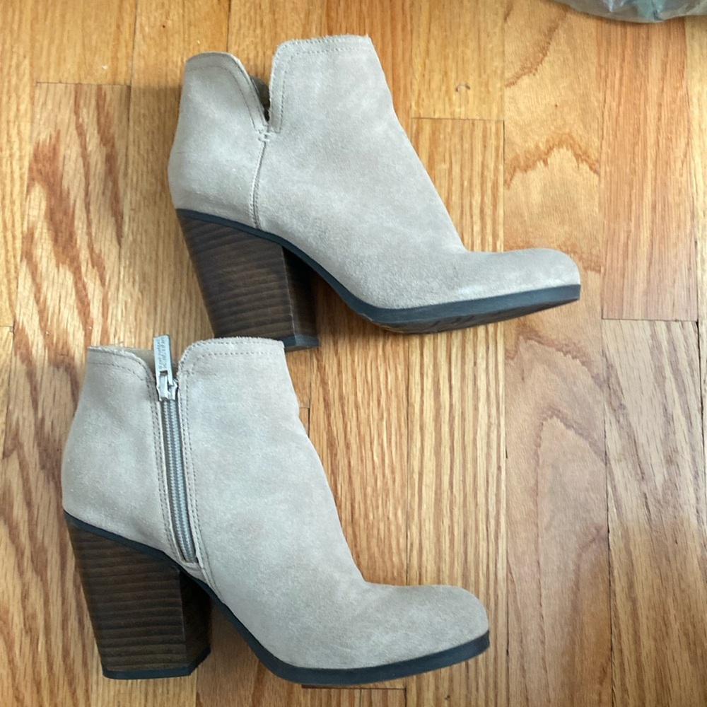 Taupe suede ankle boots